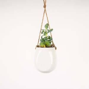 Indoor Plants: White Ceramic Hanging Planter