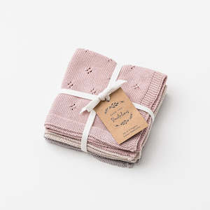 Baby: Over The Dandelions Organic Cotton Wash Cloth Set - Dusk