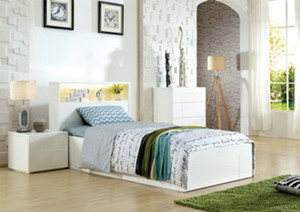 Products: Adela Bed King Single Gloss White - Windmill Kids Furniture