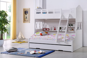 Snow Bunk Bed with Single Trundle - Windmill Kids Furniture
