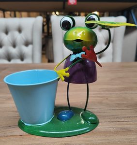 Metal Frog Garden Pot - Blue - Windmill Kids Furniture