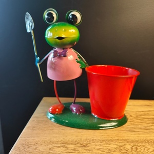 Metal Frog Garden Pot - Red - Windmill Kids Furniture