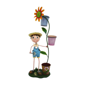 Metal Gardener Folk Art Boy Figurine - Windmill Kids Furniture