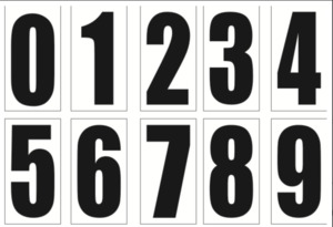 Plastics Seats: Race numbers Black – Super Kart Large
