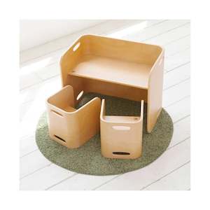 Alpaka: Alpaka Joy Kids Table with 2 Stools, Plywood, Birch