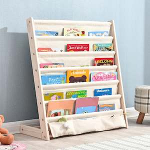 Alpaka Libby Solid Pine Canvas Bookshelf, Natural Wood