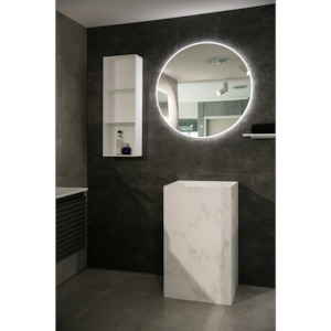 Aruvo Arled Round LED Acrylic Frame Bathroom Mirror with Demister 80cm