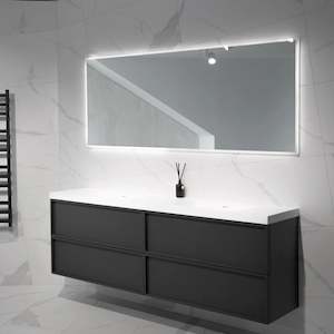 Aruvo Arled Rectangle LED Acrylic Frame Bathroom Mirror with Demister 180cm