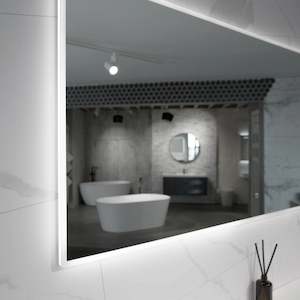Aruvo Arled Rectangle LED Acrylic Frame Bathroom Mirror with Demister 120cm