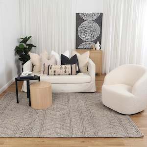 DreamWeaver Wave Scandinavian Lattice Rug, Lattice Ash