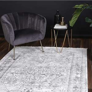 DreamWeaver Odyssey Vintage Plain Rug, Grey