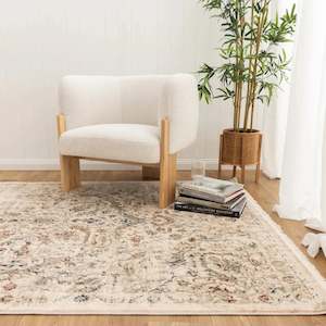 DreamWeaver Odyssey Warm Vintage Medallion Rug, Beige Multi