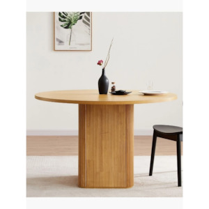 Lifely Tate Ripple Round Dining Table, Natural Wood