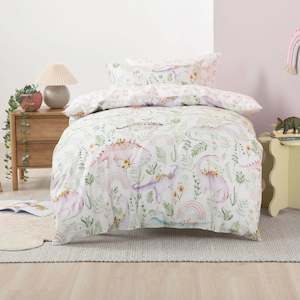 Squiggles: SQUIGGLES Dino Garden Duvet Cover Set, Cream, NZ Single