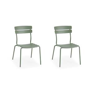 Wellmax Verano Outdoor Aluminium Dining Chair, Set of 2, Green