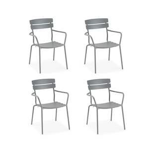 Wellmax Verano Outdoor Aluminium Dining Armchair, Set of 4, Grey