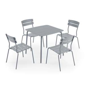 Wellmax Verano Outdoor Aluminium Square Dining Table Set with 4 Chairs, Grey