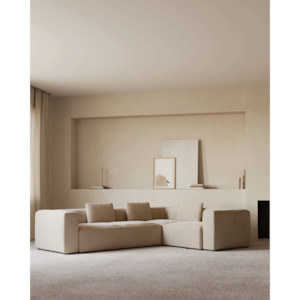 Corner Chaise Sofas: Kave Home Blok 4-Seat Corner Sofa, 320x230cm, Beige