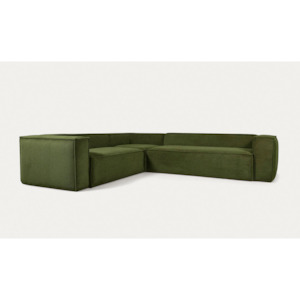 Kave Home Blok 5-Seat Corner Sofa, Corduroy, Green
