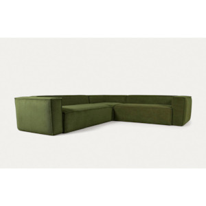 Kave Home Blok 4-Seat Corner Sofa, Corduroy, 290x290cm, Green