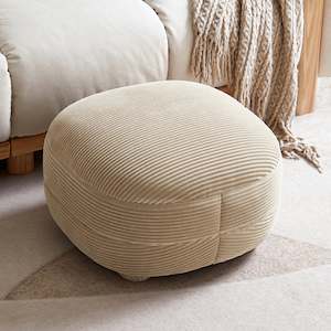 Linspire Tassel Corduroy Ottoman, Beige