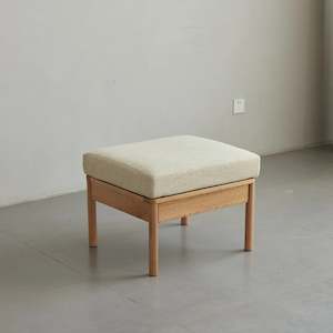 Solidwood Seattle Ottoman, 59x53CM, Beige & Natural Wood