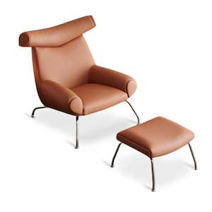 Armchairs: MODE Hans Wegner OX Armchair with Ottoman Replica