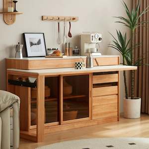 Linspire Yumi Extendable Solid Wood Sideboard with Sintered Stone Top