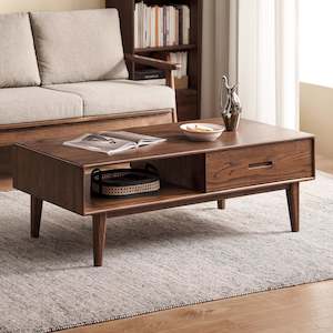 Coffee Tables: Solidwood Bailey Coffee Table, 135cm, Dark Wood
