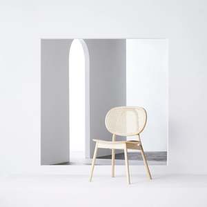 BohoBoho Costa Solid Wood & Rattan Dining Chair, Natural Wood, Set of 2