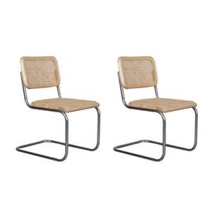 BohoBoho Gronadal Cantilever Chair, Natural Wood, Set of 2