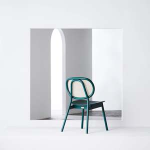 BohoBoho Costa Solid Wood & Rattan Dining Chair, Green, Set of 2