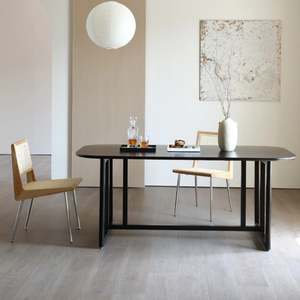 Bohoboho Monte Solid Wood & Rattan Dining Table, Black