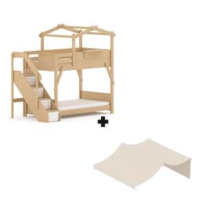 Boori Treehouse Kids NZ King Single Bunk Bed + Roof Frame and Storage Staircase &hellip;