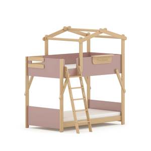 Boori Treehouse Kids NZ King Single Bunk Bed + Roof Frame and Ladder, Cherry