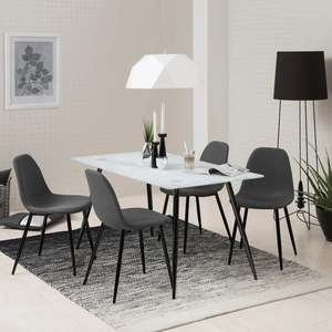 Hjem Design Verna Dining Chair, Grey, Set of 4