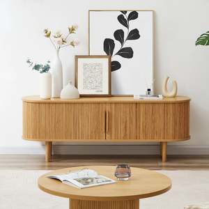 Lifely Tate Entertainment Unit, Natural Wood, 200cm