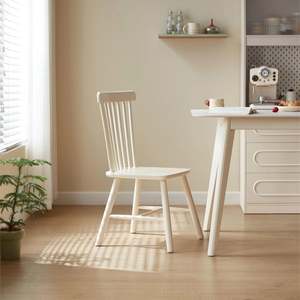 Linspire Ventus Solid Wood Dining Chairs, White, Set of 2