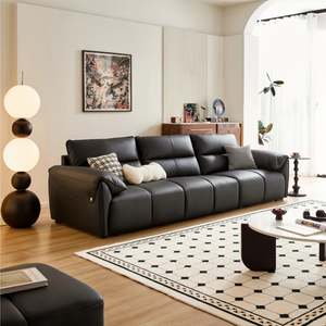 Linspire Plume Leather 4.5-Seater Sofa, Black