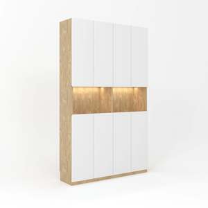 Loft Kiri Bookcase with 8 Doors, 120cm, White & Natural Wood