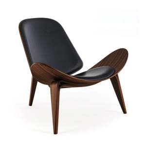 MODE Hans Wegner Shell Chair CH07 Replica, Dark wood & Black