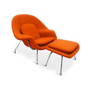 MODE Eero Saarinen Womb Chair with Ottoman Replica, Orange