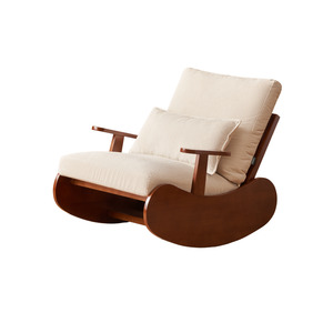 Solidwood Bluro Corduroy Rocking Chair, Neutral White