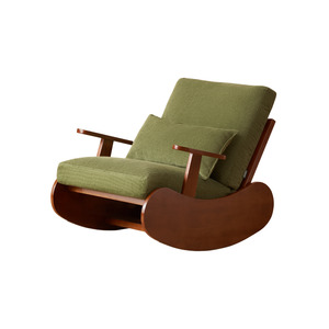 Solidwood Bluro Corduroy Rocking Chair, Green