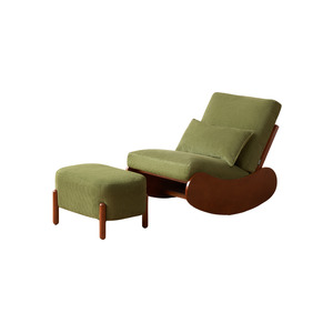 Solidwood Bluro Armless Corduroy Rocking Chair and Ottoman Set, Green