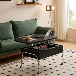 Living Room Furniture: Linspire Meadow Adjustable Top Coffee Table with Casters, Black