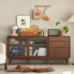 Solidwood Bailey Sideboard, 150x40x81CM, Dark Wood