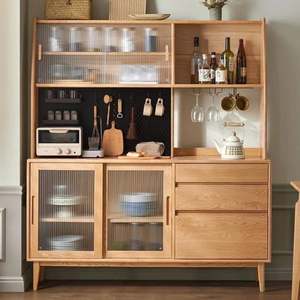 Solidwood Bailey Sideboard, 125x40x169CM, Natural Wood