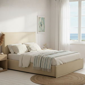 New Arrivals: MODE Lina Fabric Gas Lift Bed Frame with Storage, Beige