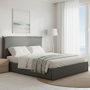 New Arrivals: MODE Lina Fabric Gas Lift NZ Queen Bed Frame with Storage, Grey